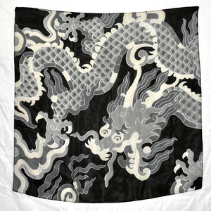 Punk Sheer Black and gray monotone Dragon Printed Scarf 30"x30"
